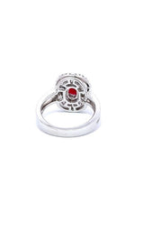 18K WHITE GOLD RUBY RING WITH DIAMOND HALO G12066