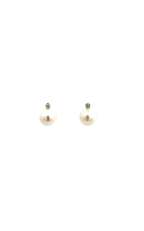 Pearl earrings with diamond 2025 accent