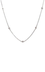 14K WHITE GOLD NECKLACE WITH DIAMOND DROPS  G14407