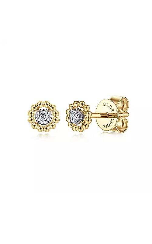 14K Yellow-White Gold Bujukan Diamond Stud Earrings  G14576