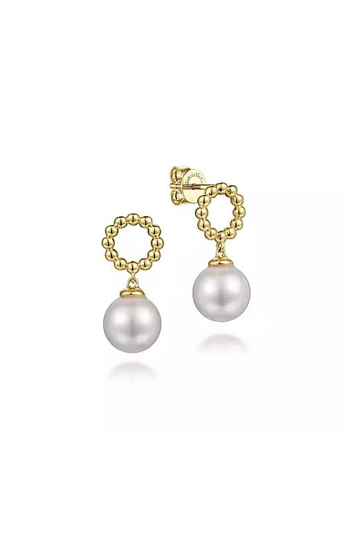 14K Yellow Gold Bujukan Pearl Drop Earrings G14838