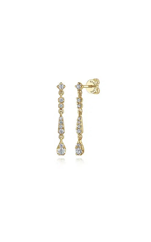 14K Yellow Gold Linear Diamond Drop Stud Earrings G16106 – Gem by