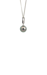 18K WHITE GOLD TAHITIAN PEARL PENDANT WITH DIAMOND ACCENTS G11993