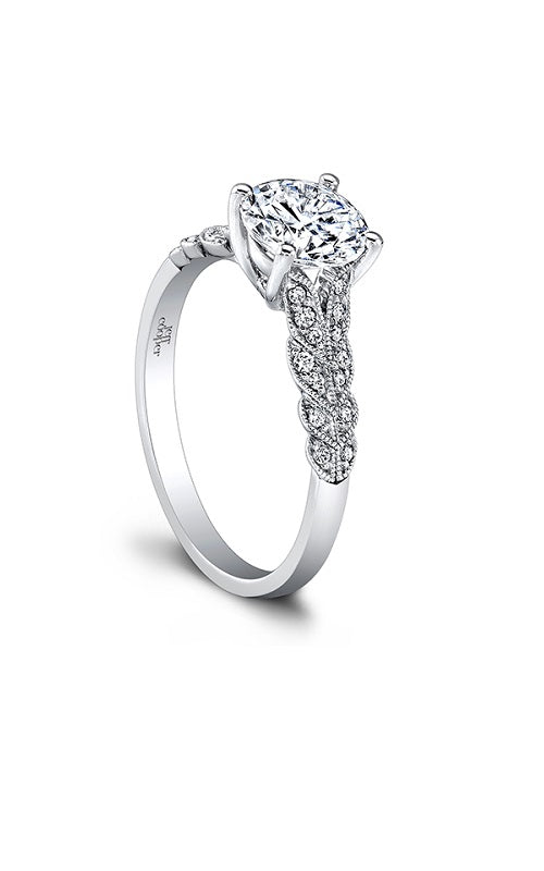 18K WHITE GOLD ENGAGEMENT RING WITH SIDE DIAMONDS G6861
