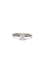 14K WHITE GOLD OVAL ENGAGEMENT RING WITH SIDE DIAMONDS  G8771