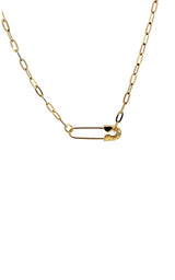 14K YELLOW GOLD SAFETY PIN NECKLACE G14372