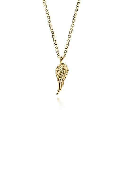 14K Yellow Gold Wing Pendant Necklace  G14619