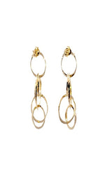 14K YELLOW GOLD HAMMERED TEXTURE DROP EARRINGS  G14764