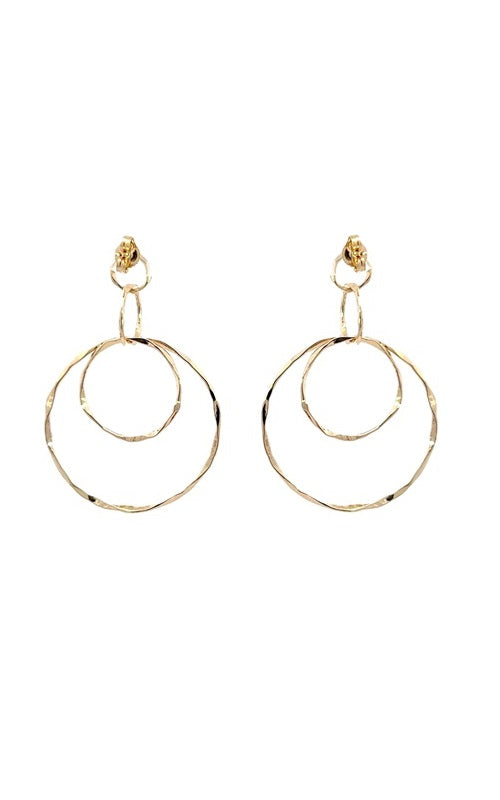14K YELLOW GOLD HAMMERED TEXTURE DANGLE EARRINGS  G14763