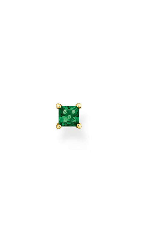 SINGLE EAR STUD WITH GREEN STONE GOLD by Thomas Sabo