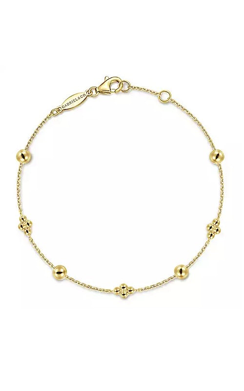 14K Yellow Gold Bujukan Beads Station Bracelet G14623