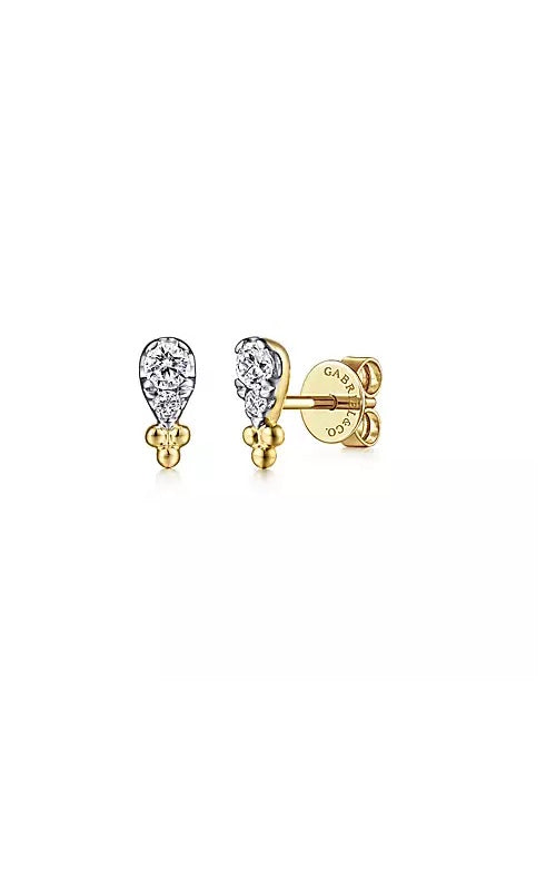 14K Yellow Gold Diamond Bujukan Stud Earrings G14160