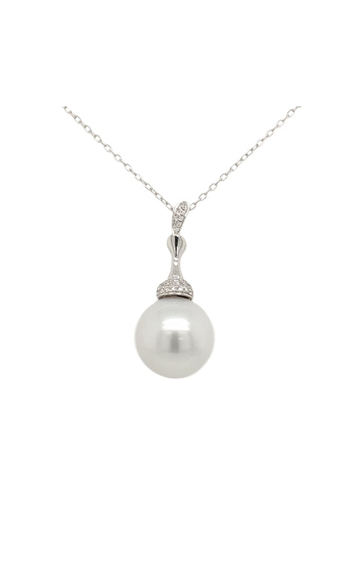 18K WHITE SOUTH SEA PEARL PENDANT WITH DIAMOND ACCENTS G12545