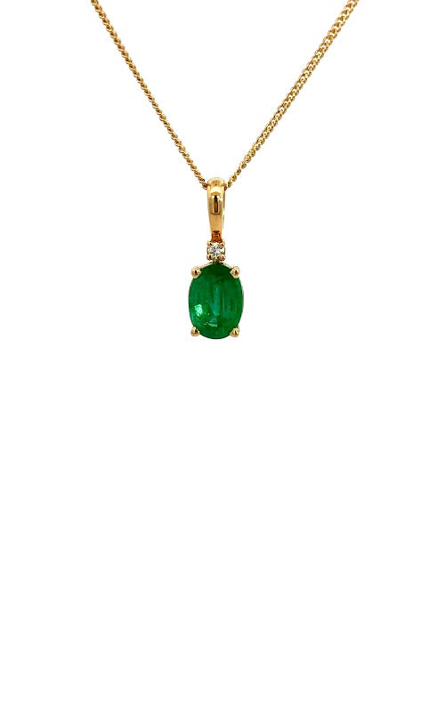 14K YELLOW GOLD EMERALD PENDANT WITH DIAMOND  G16307