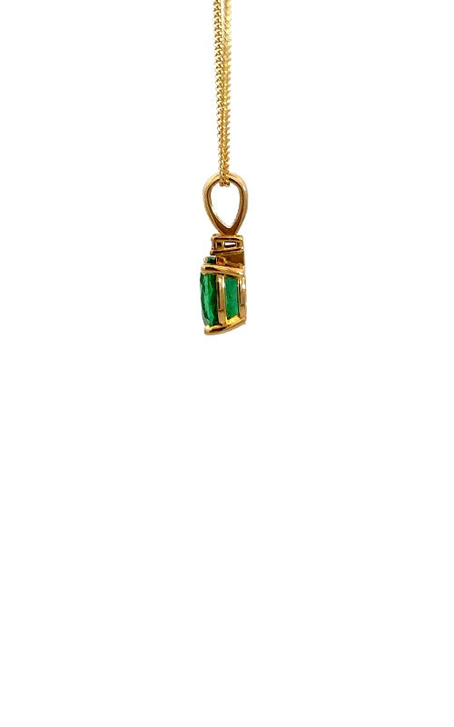 14K YELLOW GOLD EMERALD PENDANT WITH DIAMOND  G16307