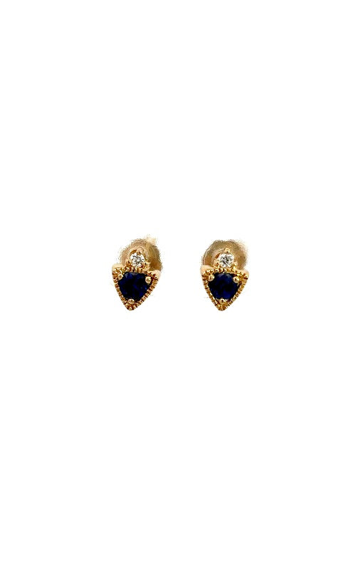 14K YELLOW GOLD BLUE SAPPHIRE STUD EARRINGS  G16311