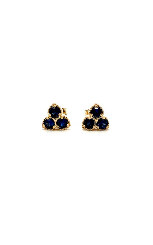 14K YELLOW GOLD SAPPHIRE STUD EARRINGS  G16309