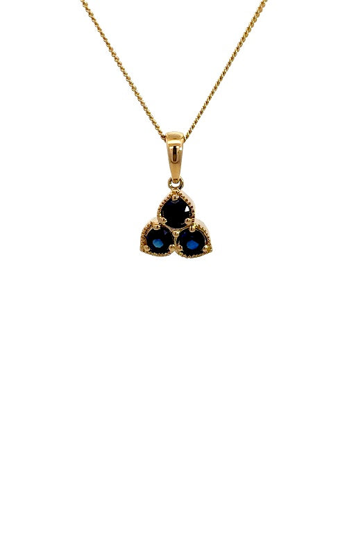 14K YELLOW GOLD BLUE SAPPHIRE PENDANT  G16308