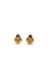 14K YELLOW GOLD SAPPHIRE STUD EARRINGS  G16309