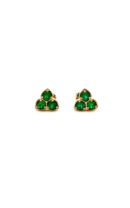 14K YELLOW GOLD EMERALD STUD EARRINGS  G16310
