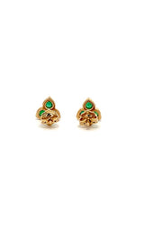 14K YELLOW GOLD EMERALD STUD EARRINGS  G16310