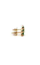14K YELLOW GOLD EMERALD STUD EARRINGS  G16310