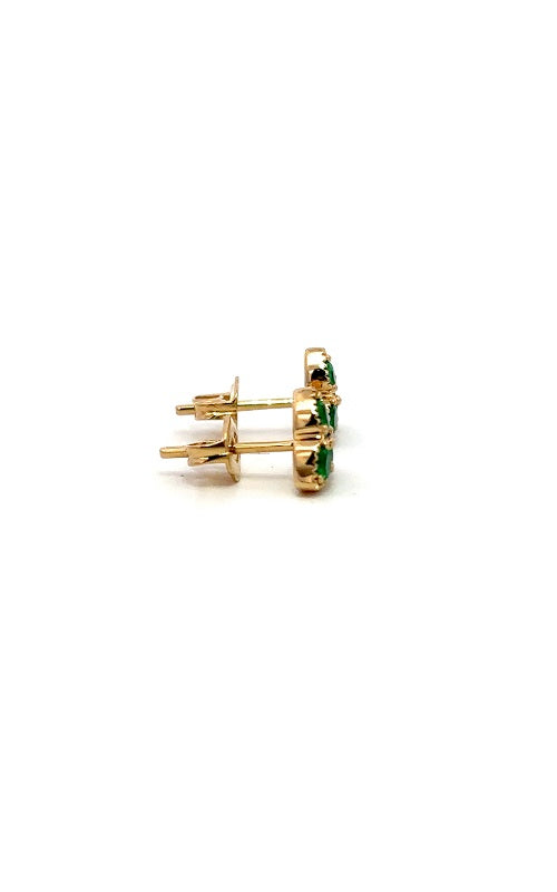 14K YELLOW GOLD EMERALD STUD EARRINGS  G16310