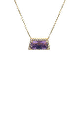 14K YELLOW GOLD AMETHYST & DIAMONDS NECKLACE  G17195