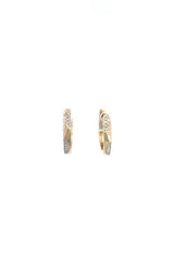 14K YELLOW GOLD DIAMOND HOOP EARRINGS  G17196