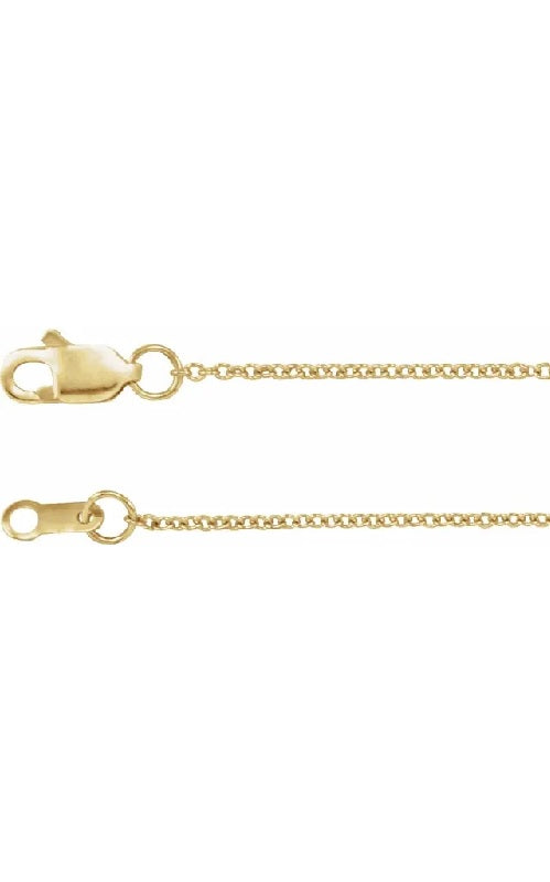 Gold cable chain with a lobster clasp.