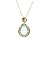 14K YELLOW GOLD BLUE TOPAZ  & DIAMONDS NECKLACE  G17194