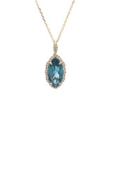 14K YELLOW GOLD DIAMOND & BLUE TOPAZ NECKLACE   G17193