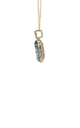 14K YELLOW GOLD DIAMOND & BLUE TOPAZ NECKLACE   G17193