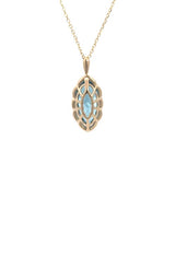 14K YELLOW GOLD DIAMOND & BLUE TOPAZ NECKLACE   G17193