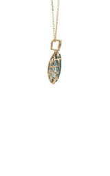 14K YELLOW GOLD DIAMOND & BLUE TOPAZ NECKLACE   G17193