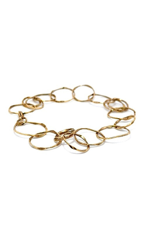14K YELLOW GOLD HAMMERED TEXTURE BRACELET - 8 INCHES  G10613