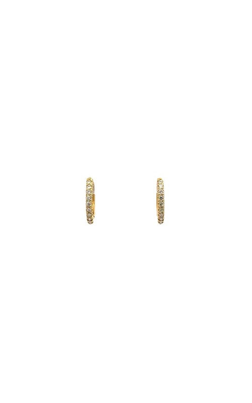 14K YELLOW GOLD DIAMOND HOOP EARRINGS G10907