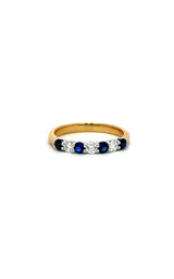 18K YELLOW & WHITE GOLD SAPPHIRE AND DIAMONDS BAND  G16306