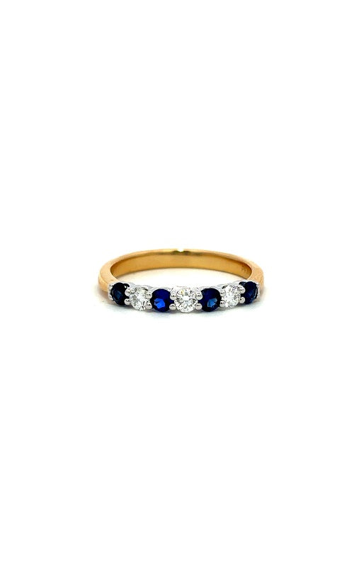 18K YELLOW & WHITE GOLD SAPPHIRE AND DIAMONDS BAND  G16306