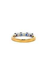 18K YELLOW & WHITE GOLD SAPPHIRE AND DIAMONDS BAND  G16306