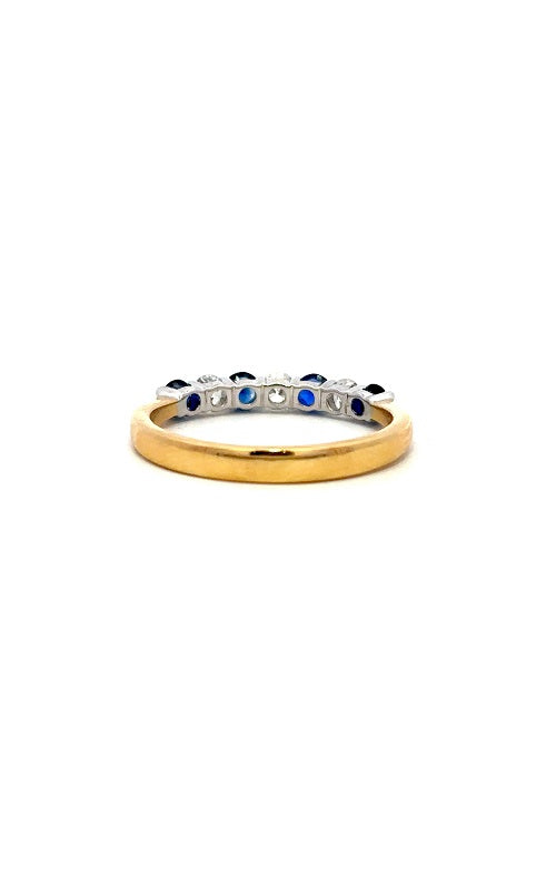 18K YELLOW & WHITE GOLD SAPPHIRE AND DIAMONDS BAND  G16306
