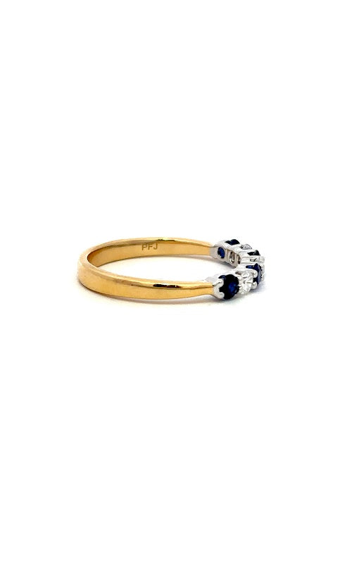 18K YELLOW & WHITE GOLD SAPPHIRE AND DIAMONDS BAND  G16306