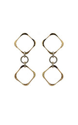 14K WHITE AND YELLOW GOLD SOFT SQUARE DANGLE EARRINGS  G11508
