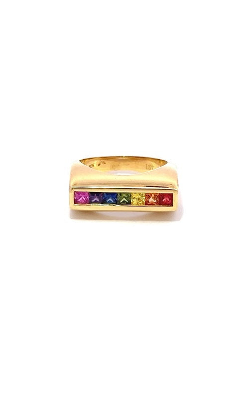 18K YELLOW GOLD MULTI-COLOURED SAPPHIRE RING  G11986