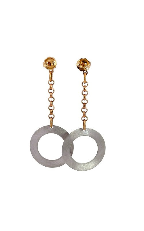 14K WHITE AND YELLOW GOLD DANGLE EARRINGS  G12060