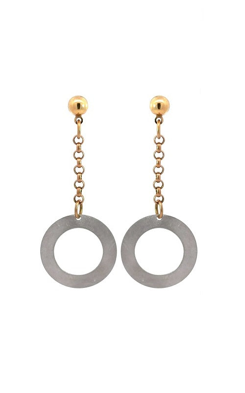 14K WHITE AND YELLOW GOLD DANGLE EARRINGS  G12060