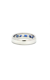 18K WHITE GOLD SAPPHIRE AND DIAMONDS BAND  G12078