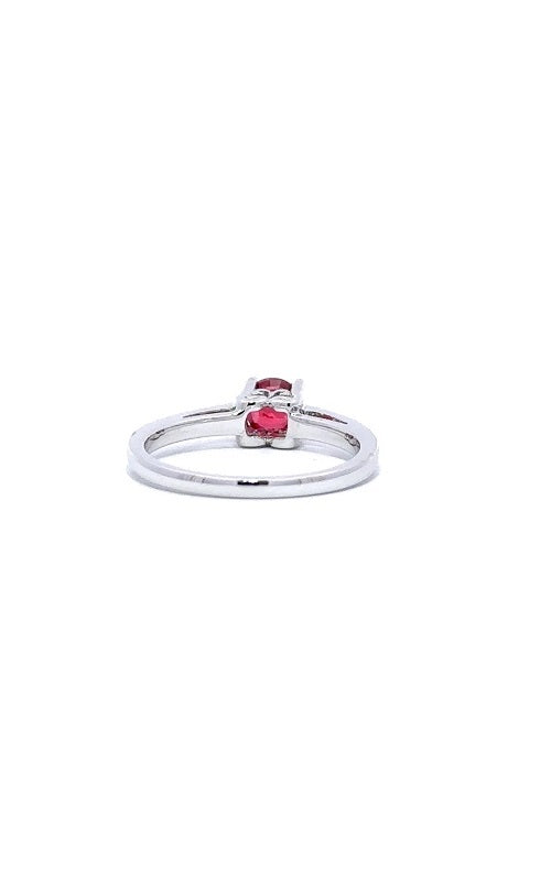 18K WHITE GOLD RUBY RING WITH SIDE DIAMONDS  G12080
