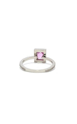 18K WHITE GOLD PINK SAPPHIRE RING WITH DIAMOND HALO  G12088