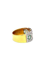 18K WHITE AND YELLOW GOLD EMERALDS AND DIAMONDS BAND   G12092